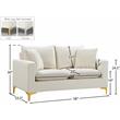 Maklaine Contemporary Upholstery Cream Velvet Loveseat