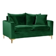 Maklaine Contemporary Velvet Loveseat in Green