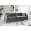 Maklaine Contemporary Upholstery Velvet Sofa in Gray