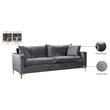 Maklaine Contemporary Upholstery Velvet Sofa in Gray