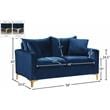 Maklaine Contemporary Velvet Loveseat in Navy