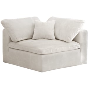 Maklaine Contemporary Velvet Modular Corner Chair in Soft Cream
