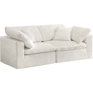 Maklaine Contemporary Cream Velvet Modular 2 Piece Loveseat