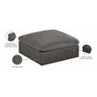 Maklaine Contemporary Velvet Modular Ottoman with Fiber Filled Cushions in Gray