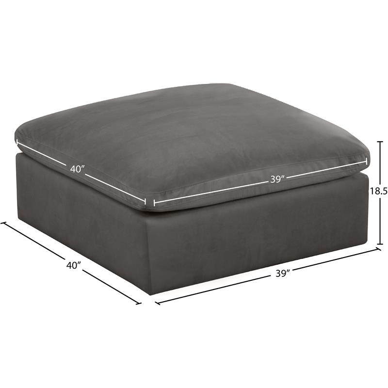 Maklaine Contemporary Velvet Modular Ottoman with Fiber Filled Cushions in Gray