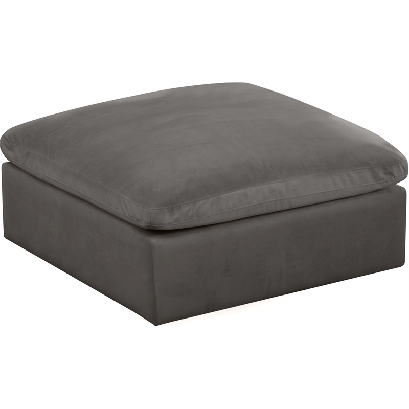 Maklaine Contemporary Velvet Modular Ottoman with Fiber Filled Cushions in Gray