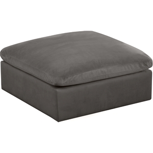 Maklaine Contemporary Velvet Modular Ottoman with Fiber Filled Cushions in Gray