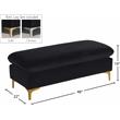 Maklaine Contemporary Upholstery Black Velvet Ottoman