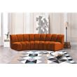 Maklaine 3-Piece Contemporary Velvet Modular Sectional in Mahogany