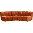 Maklaine 3-Piece Contemporary Velvet Modular Sectional in Mahogany