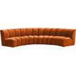 Maklaine 4-Piece Contemporary Velvet Modular Sectional in Mahogany