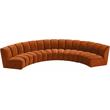 Maklaine 5-Piece Contemporary Velvet Modular Sectional in Mahogany