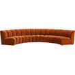 Maklaine 5-Piece Contemporary Velvet Modular Sectional in Mahogany
