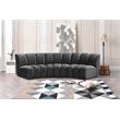 Maklaine 3-Piece Contemporary Velvet Modular Sectional in Gray