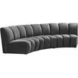 Maklaine 3-Piece Contemporary Velvet Modular Sectional in Gray