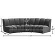Maklaine 3-Piece Contemporary Velvet Modular Sectional in Gray