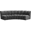 Maklaine 3-Piece Contemporary Velvet Modular Sectional in Gray