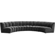 Maklaine 5-Piece Contemporary Velvet Modular Sectional in Gray