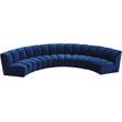Maklaine 5-Piece Modular Contemporary Velvet Sectional in Navy