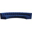 Maklaine 5-Piece Modular Contemporary Velvet Sectional in Navy