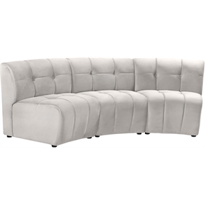 Maklaine Modular Contemporary Style Velvet Sofa in Soft Cream