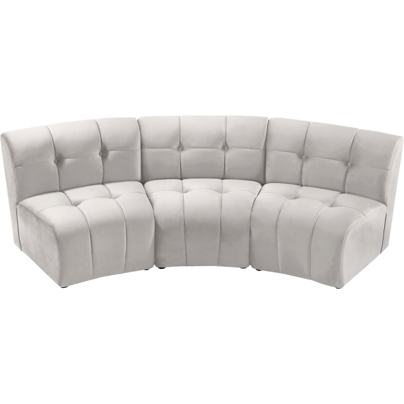 Maklaine Modular Contemporary Style Velvet Sofa in Soft Cream