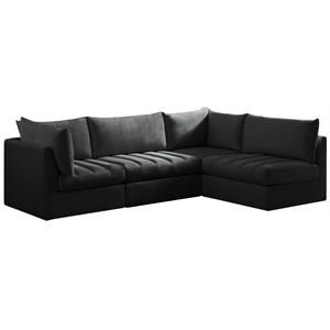 Maklaine Contemporary Black Velvet Modular Sectional