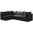 Maklaine Contemporary Black Velvet Modular Sectional