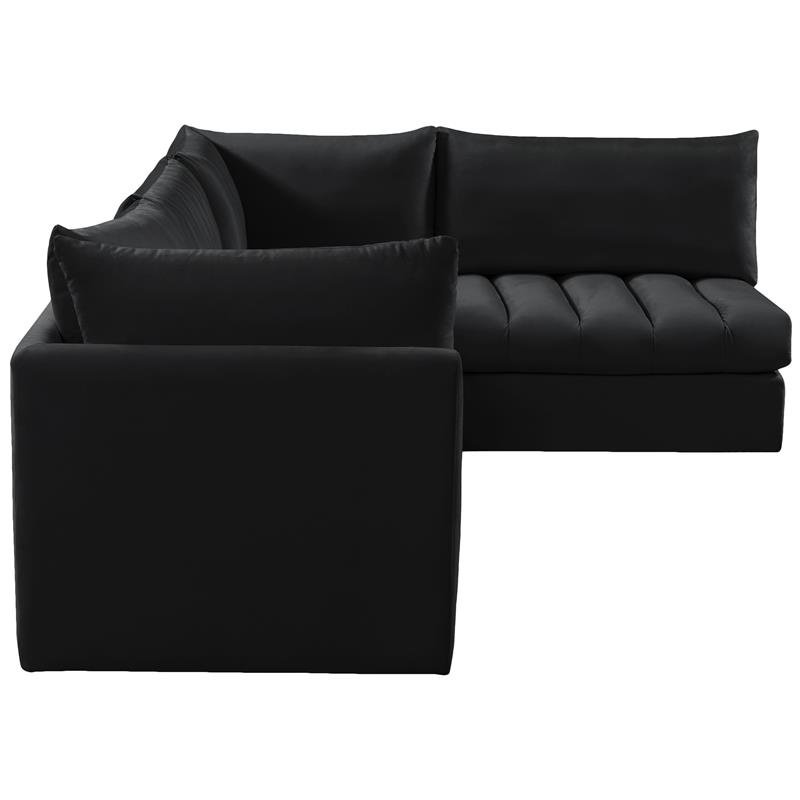 Maklaine Contemporary Black Velvet Modular Sectional