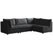 Maklaine Contemporary Black Velvet Modular Sectional
