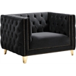 Maklaine Upholstery Contemporary Velvet and Iron Chair - Black