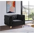 Maklaine Upholstery Contemporary Velvet and Iron Chair - Black