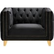 Maklaine Upholstery Contemporary Velvet and Iron Chair - Black