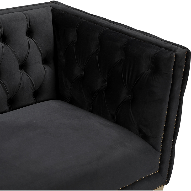 Maklaine Upholstery Contemporary Velvet and Iron Chair - Black
