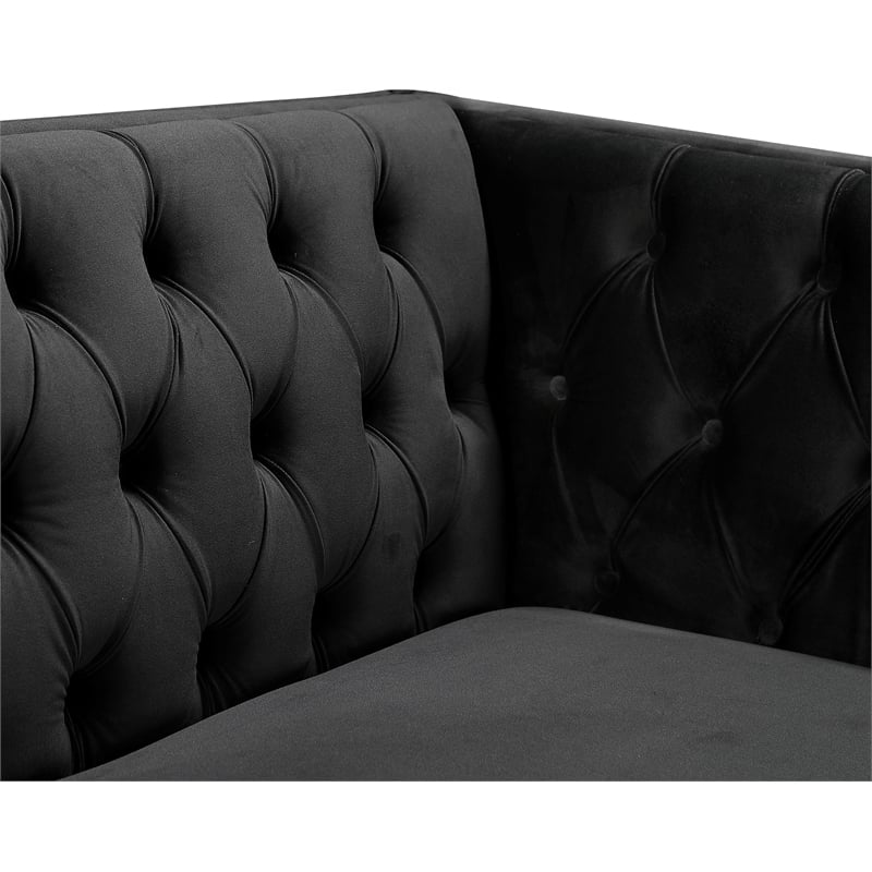 Maklaine Upholstery Contemporary Velvet and Iron Chair - Black