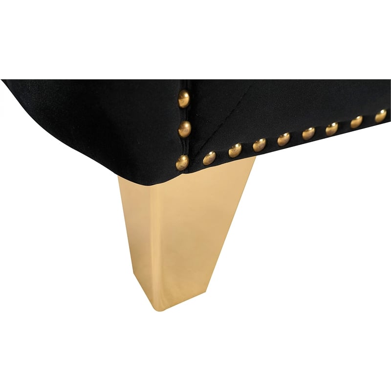 Maklaine Upholstery Contemporary Velvet and Iron Loveseat in Black