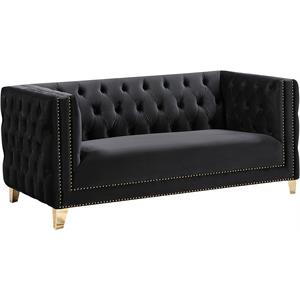 maklaine contemporary upholstery black velvet loveseat