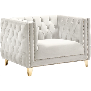 maklaine contemporary upholstery cream velvet chair
