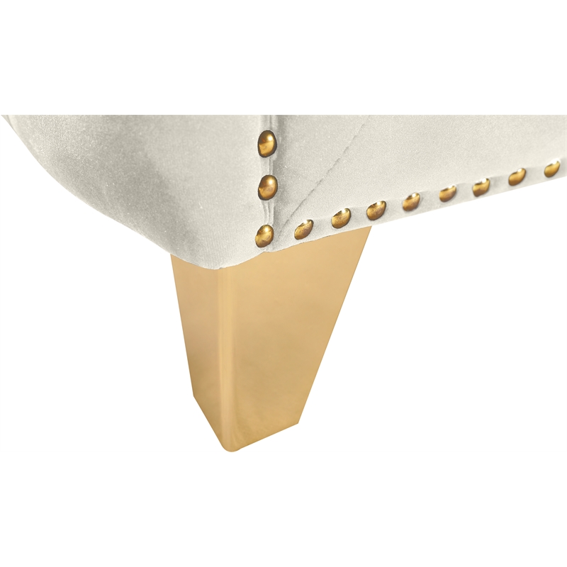 Maklaine Upholstery Contemporary Velvet and Iron Chair in Cream