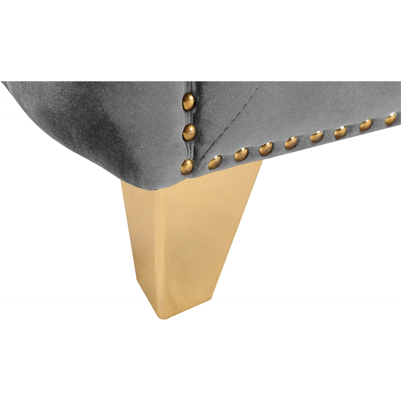 Maklaine Upholstery Contemporary Velvet and Iron Chair in Gray