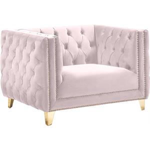 maklaine contemporary upholstery pink velvet chair