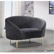 Maklaine Contemporary Velvet Accent Chair in Gray and Gold