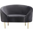 Maklaine Contemporary Velvet Accent Chair in Gray and Gold