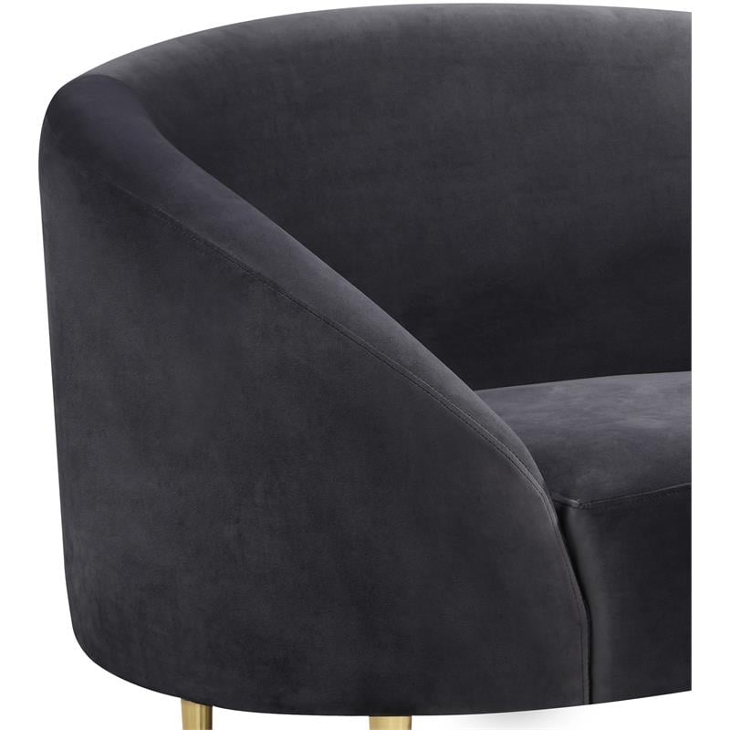 Maklaine Contemporary Velvet Accent Chair in Gray and Gold