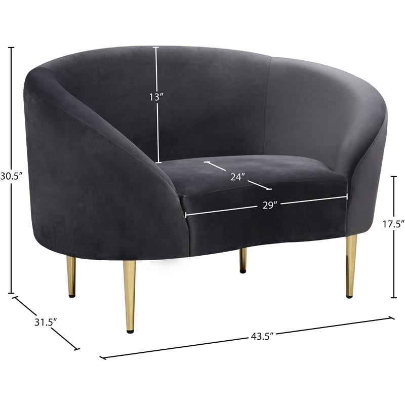 Maklaine Contemporary Velvet Accent Chair in Gray and Gold