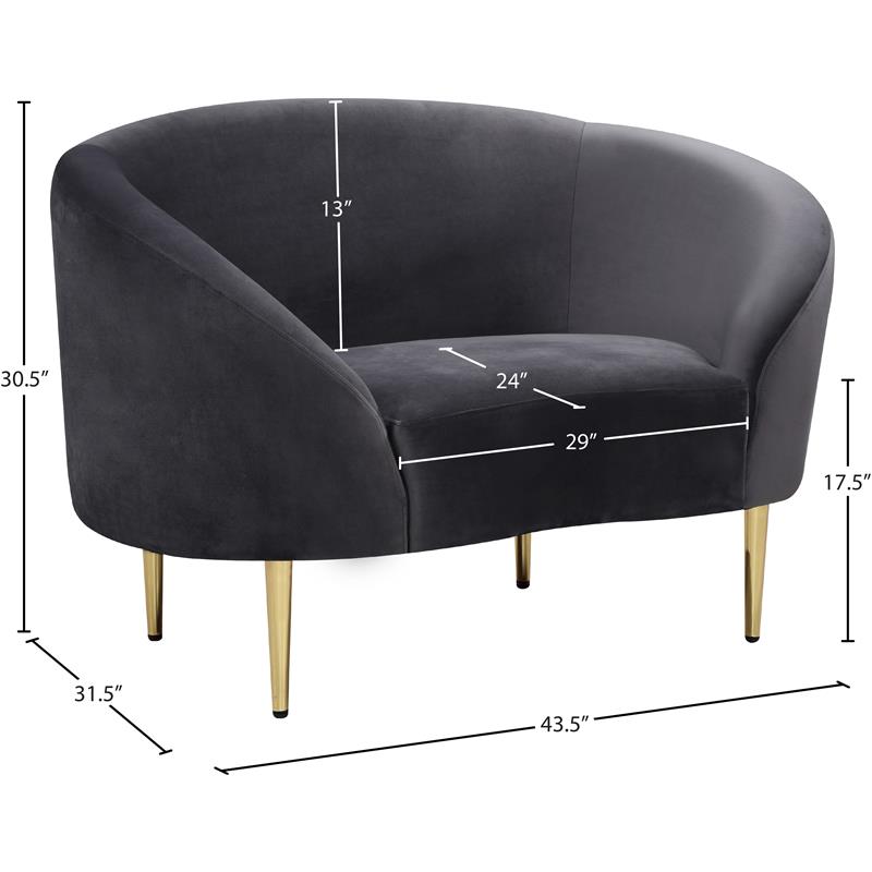 Maklaine Contemporary Velvet Accent Chair in Gray and Gold