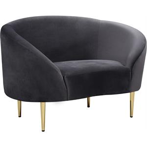 maklaine contemporary velvet accent chair in gray and gold
