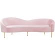 Maklaine Contemporary Upholstery Velvet Sofa in Pink