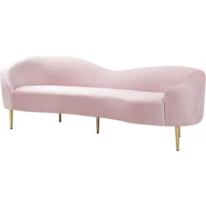 Maklaine Contemporary Upholstery Velvet Sofa in Pink