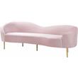 Maklaine Contemporary Upholstery Velvet Sofa in Pink